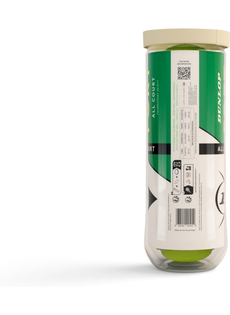 DUNLOP Fort All Court TS Tennis Balls – 3 Ball Pack, Premium Tennis Ball for All Court Surfaces, Professional Performance for Training & Match Play - Image 2